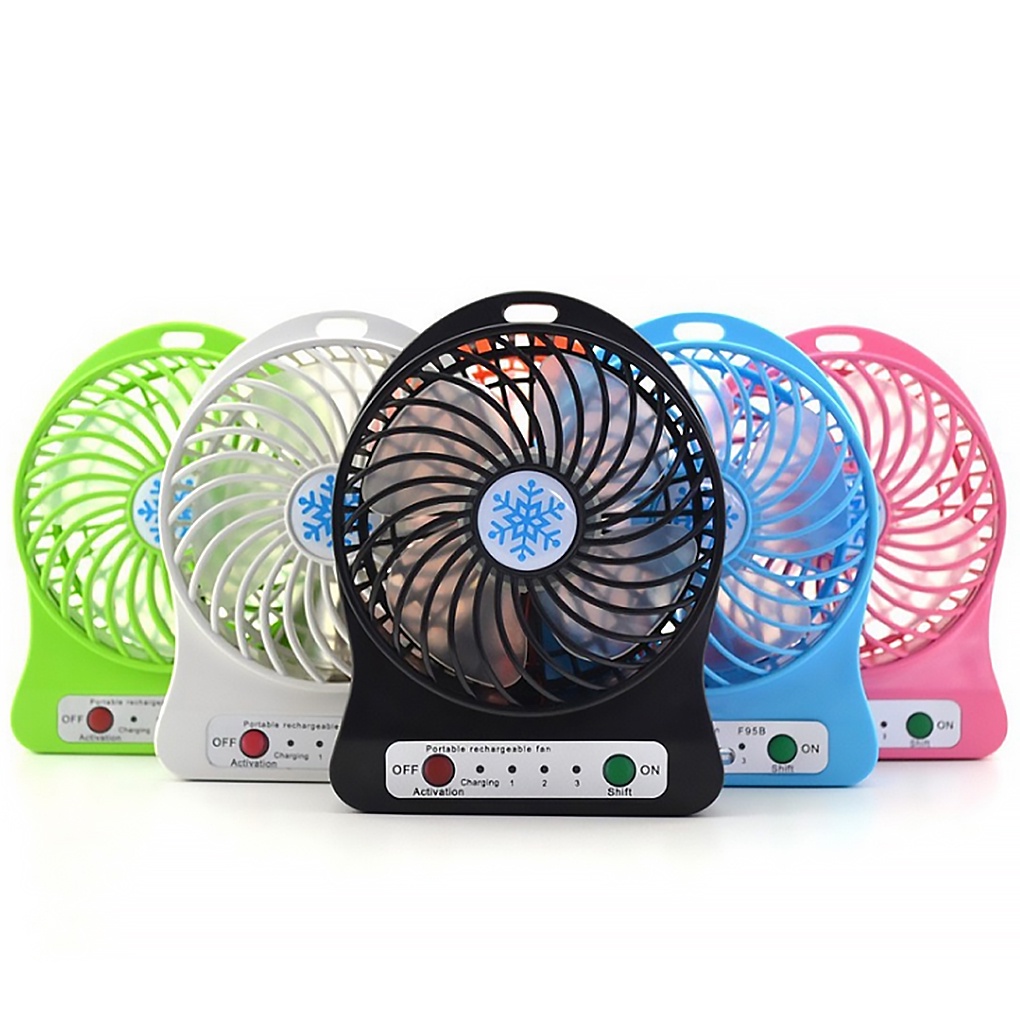 [huite]USB Rechargeable Mini Fan Indoor Outdoor Portable Desktop Plastic Electric Fan with LED Light