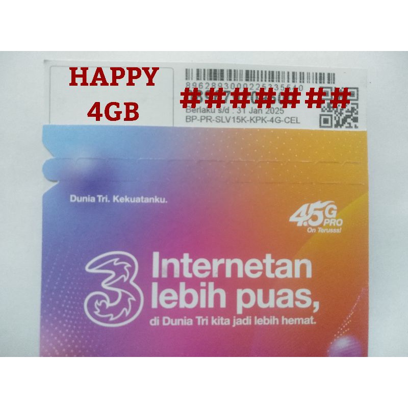 Kartu Kuota TRI HAPPY 4GB