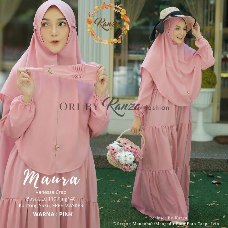 Maura syar'i Ori by Kanza Gamis Polos Maura Syari Original Kanza Free Masker TOP