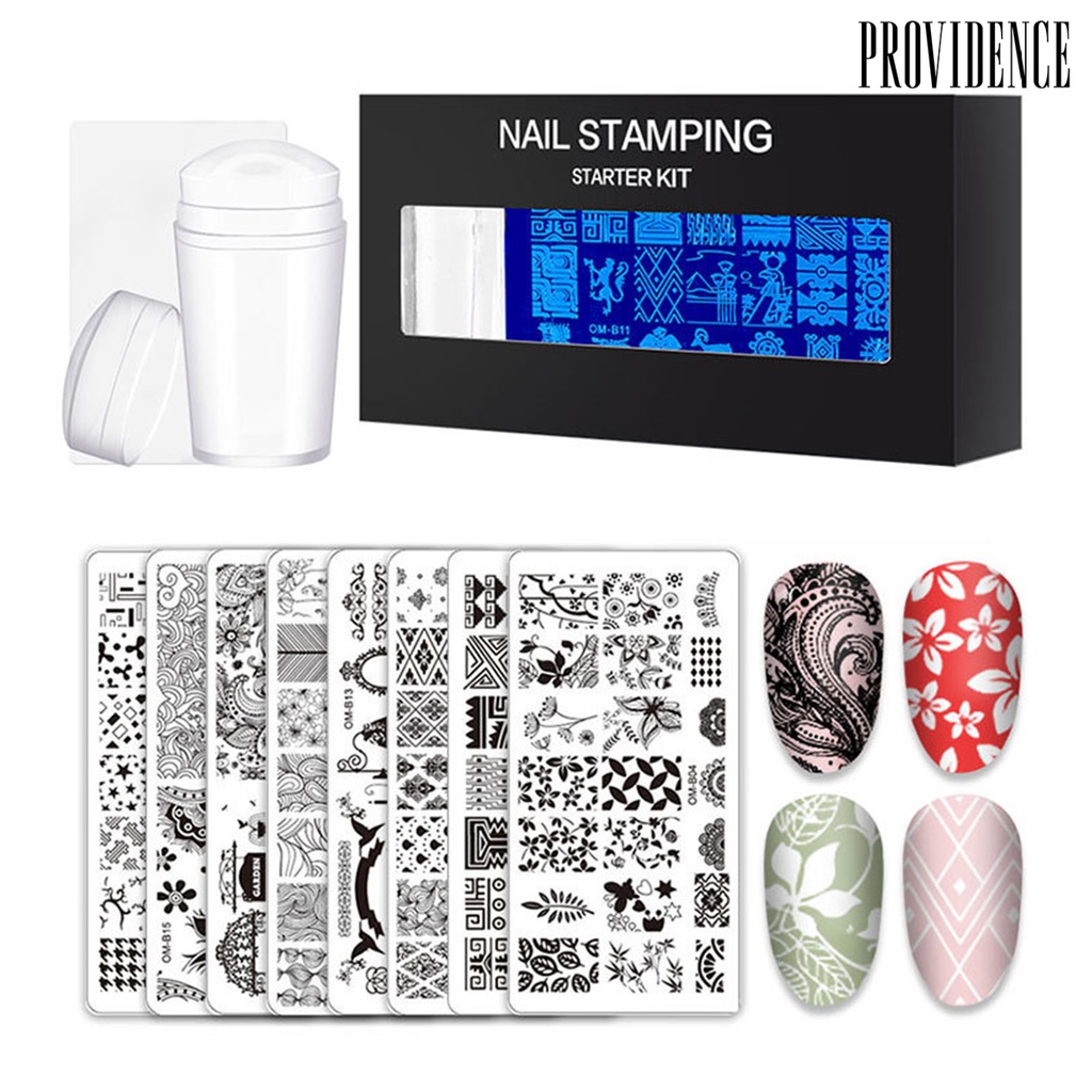 Providence 1 Set Nail Art Template DIY Template Mold Printing Steel Nail Stamping Plate Kit Tool for Nail Salon