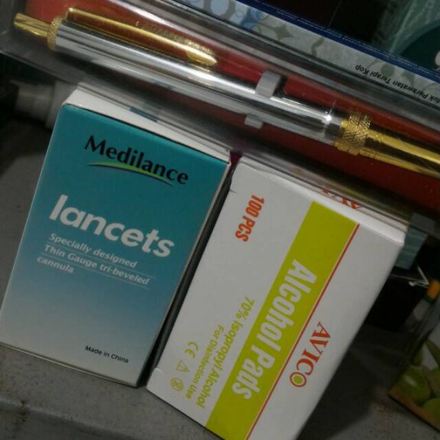 Paket jarum lancet easy touch set/jarum,alkohol,dan pena lancet