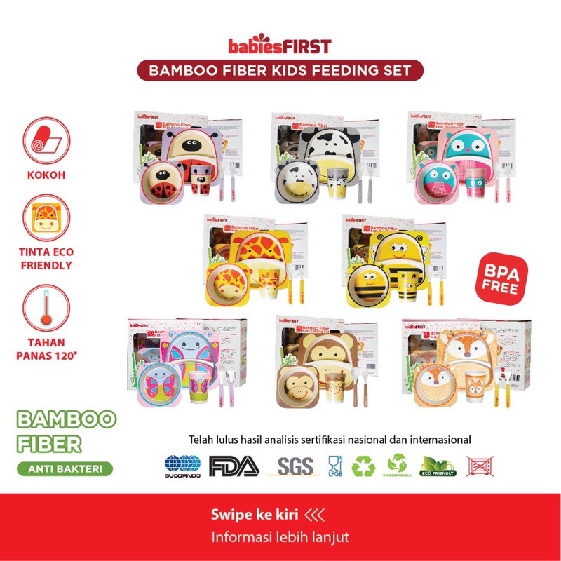 babiesFIRST FEEDING SET BAMBOO Fiber Kids Tableware Peralatan Makan Anak Babies First Bambu Animal