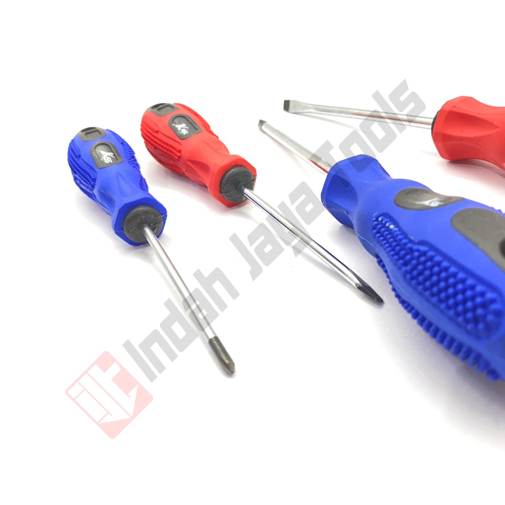 K55 Obeng Gagang Karet Anti Slip Plus Minus Screwdriver