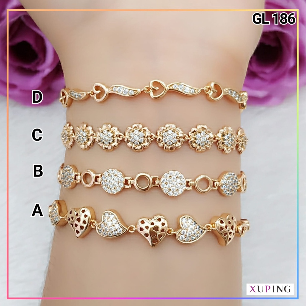 Gelang xuping gelang dewasa permata super premium bunga perhiasan wanita lapis emas gold GL 186