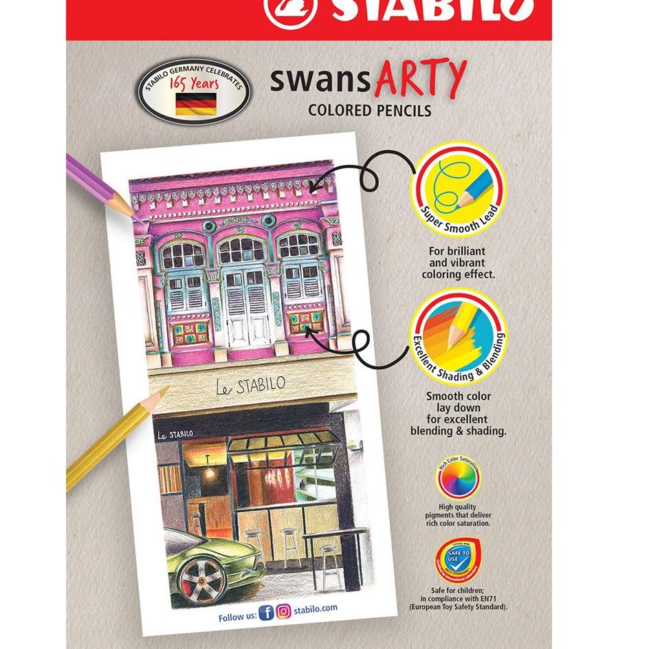 

Terbaik.. STABILO swans ARTY Colored Pencils 24 pcs / Pensil Warna isi 24 pcs