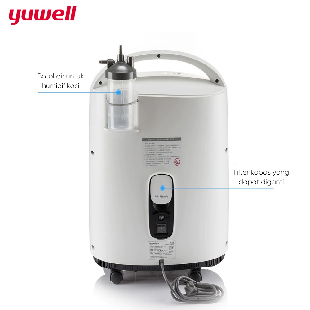 Yuwell Oxygen Concentrator Portable 8F-3AW 3LPM Medical Grade Molecula Homecare Mesin Oxygen Oxigen Konsentrator