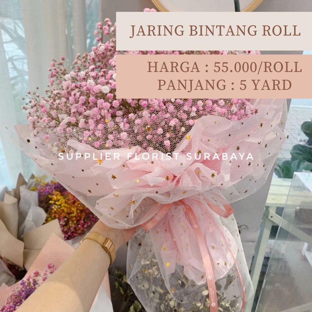 JARING BULAN BINTANG MESH ROLL WRAPPING PAPER KERTAS WRAP PEMBUNGKUS BUNGA KERTAS KOREA