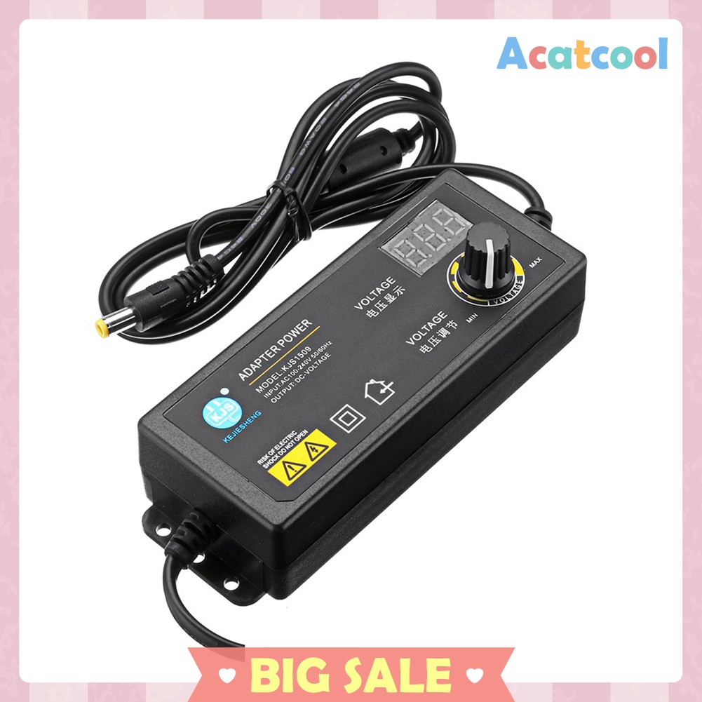 3-36V 60W Power Adapter Adjustable Voltage with Display Screen US Plug