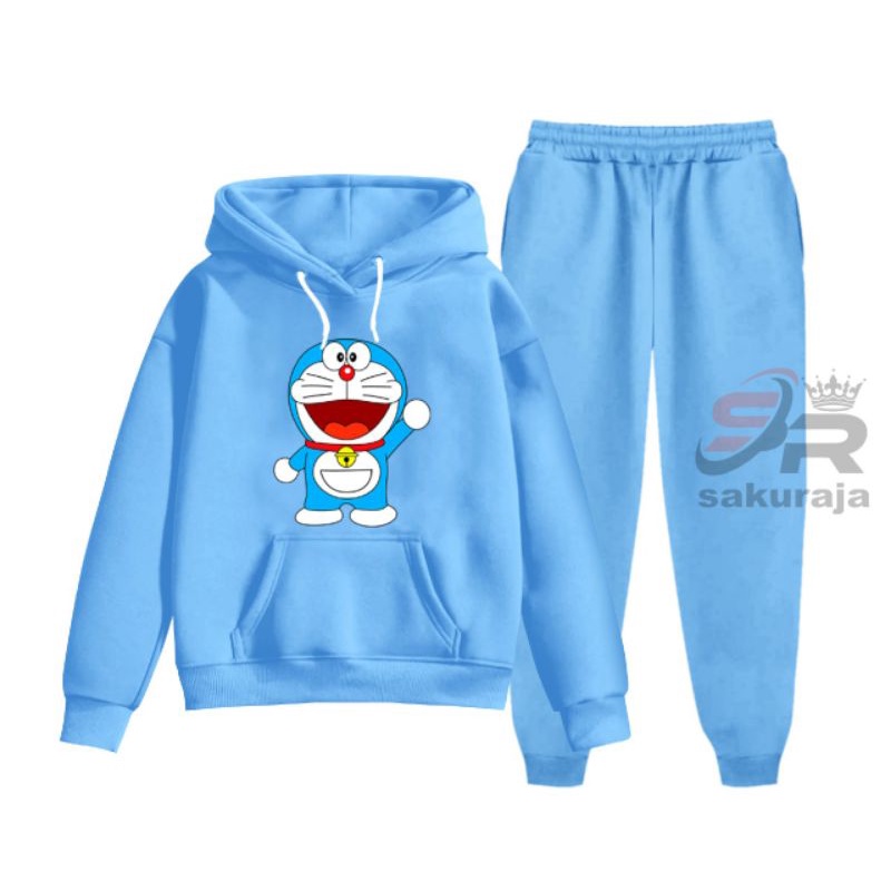 setelan hoodie doremon anak model korea kekinian/umur 3-17 tahun bisa COD