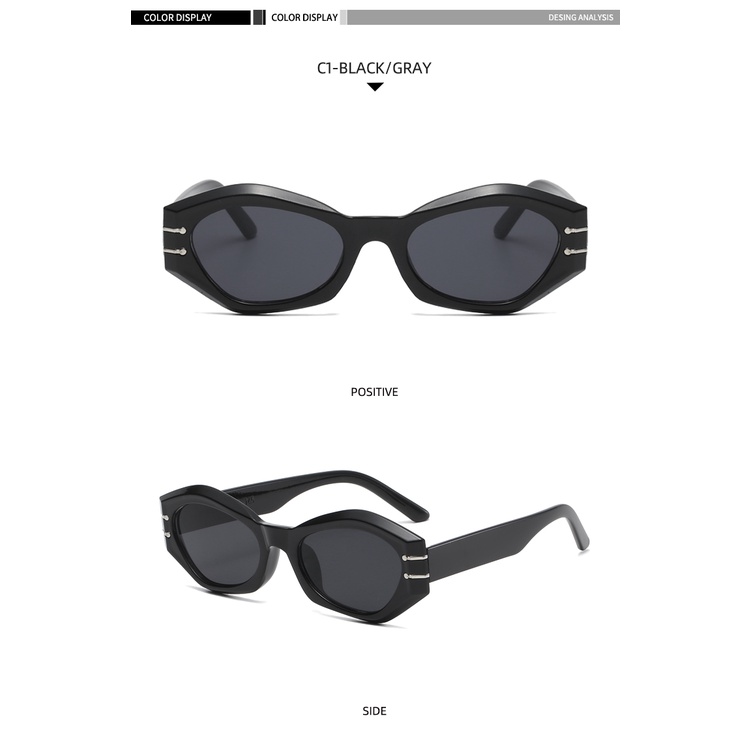 2021 European and American fashion small frame irregular hip hop ins retro cat eye sunglasses