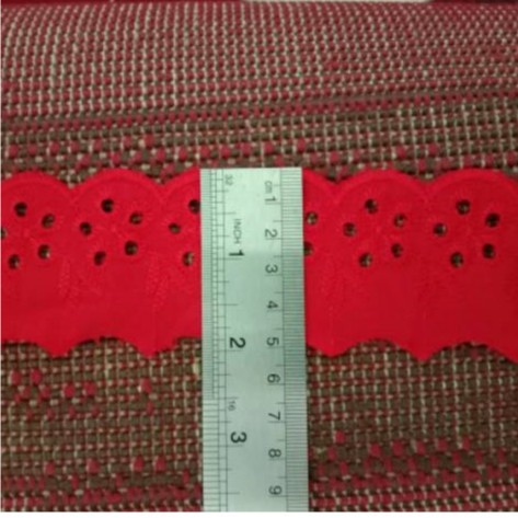 RK111 Renda Katun Merah Cabe Lebar 4,5cm (permeter)