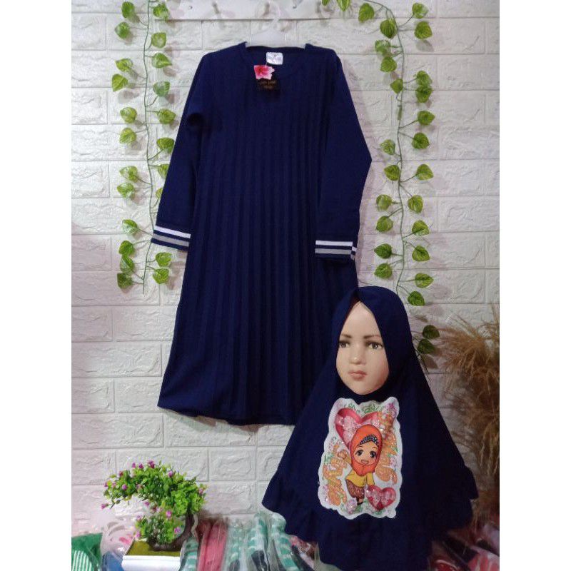 [1-5th] GAMIS ANAK JELITA/RENDA KUPU+JILBAB jersy  1-5 tahun / gamis anak set hijab jelita renda 1 2 3 4 5 tahun