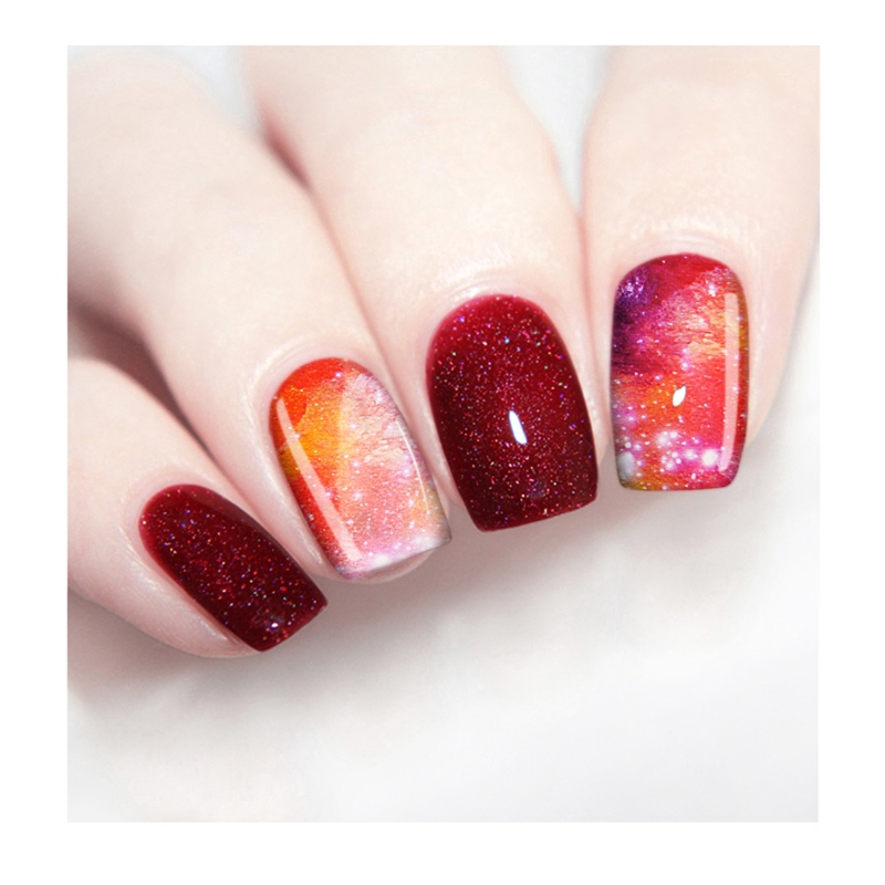 10pcs Set DIY Nail Art Transfer Paper Ins Rainbow Sky Stiker Kuku