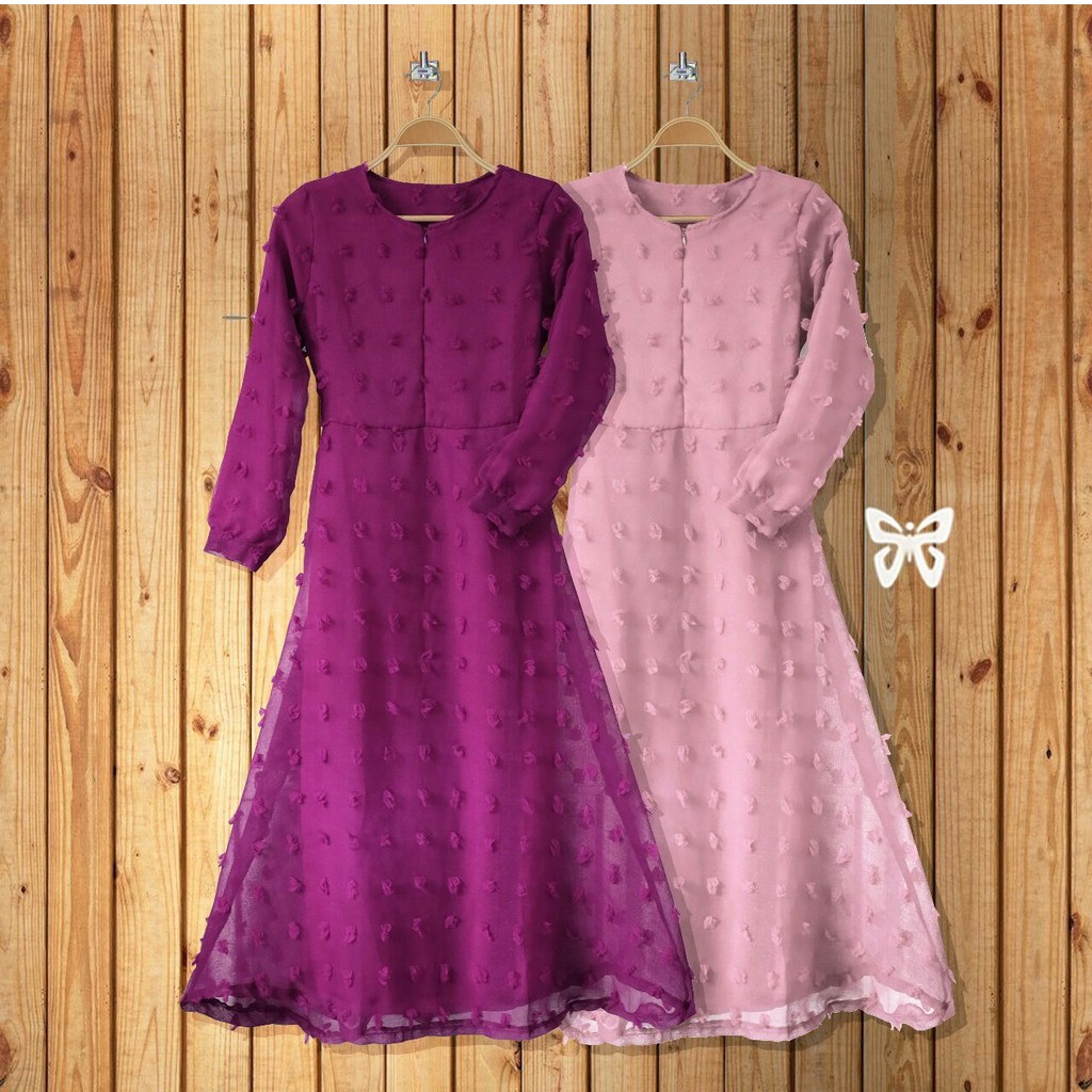 HOPYLOVY SALE - Gamis Maxi Dress Wanita bahan Linen Rubiah