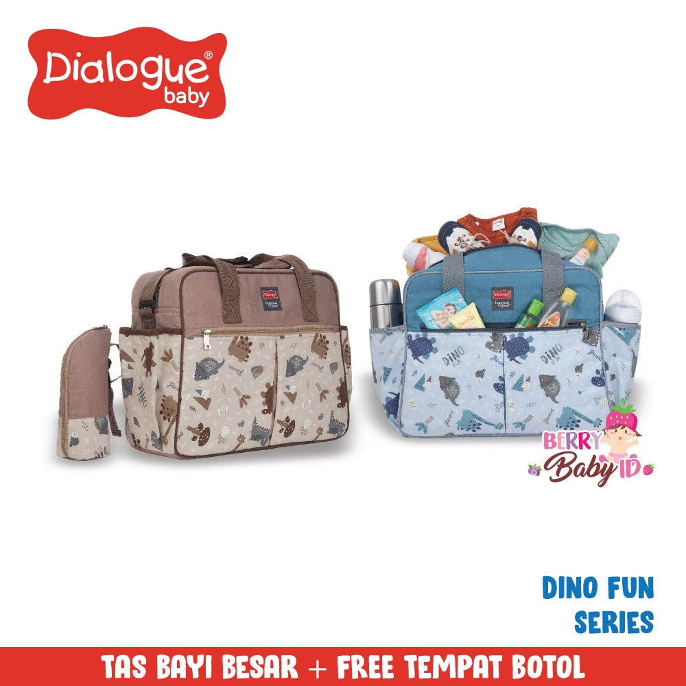 Dialogue Tas Diaper Bayi Besar FREE Tempat Botol Susu Dino Fun Series Berry Mart