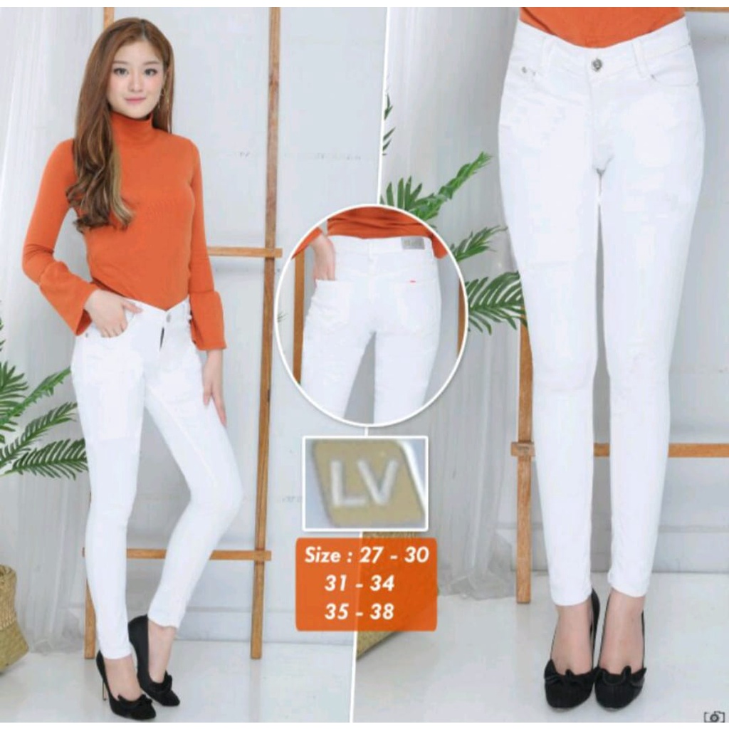 Celana Panjang Jeans Putih  Wanita Terbaru / Celana Jeans Keren / Celana Jeans Model Terbaru/ Celana