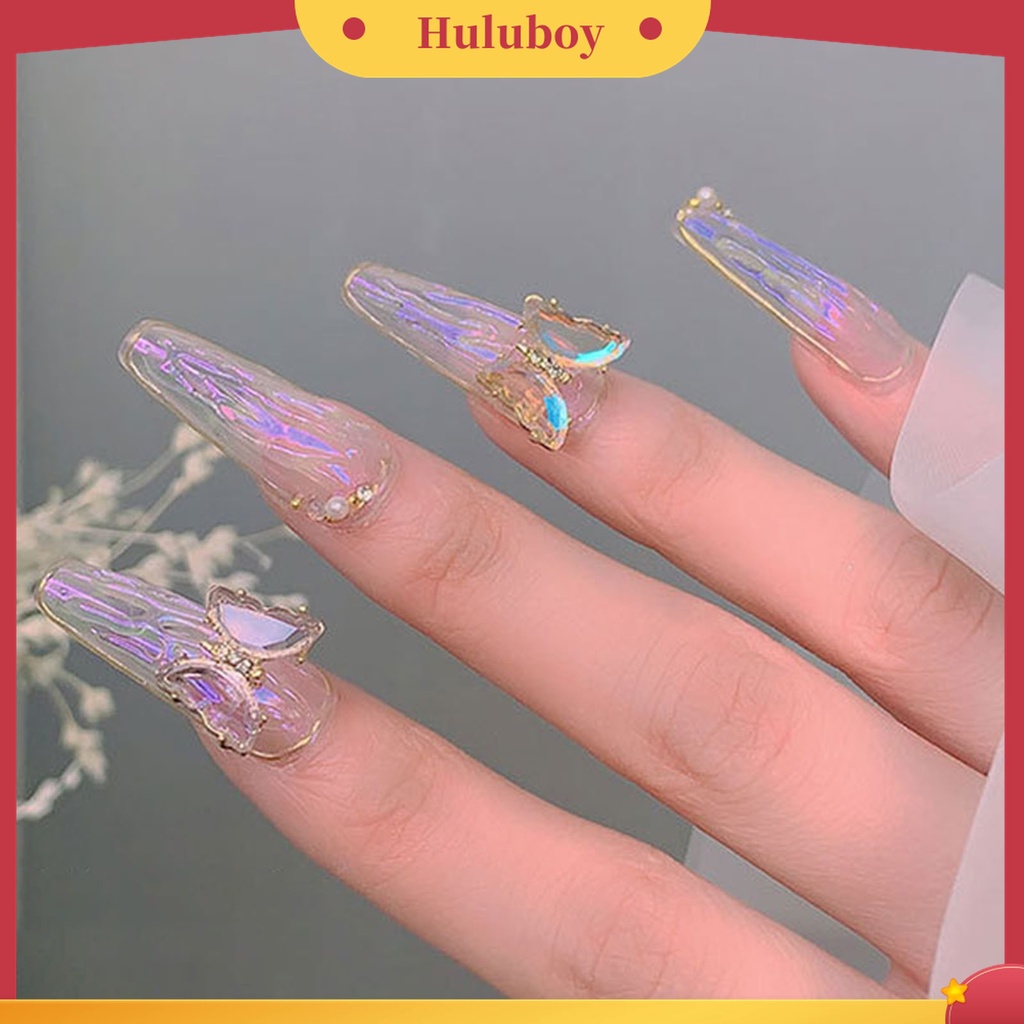 Huluboy Huluboy♡ 5pcs / Set Ornamen Kupu-Kupu Kristal 3D Warna-Warni Untuk Manicure