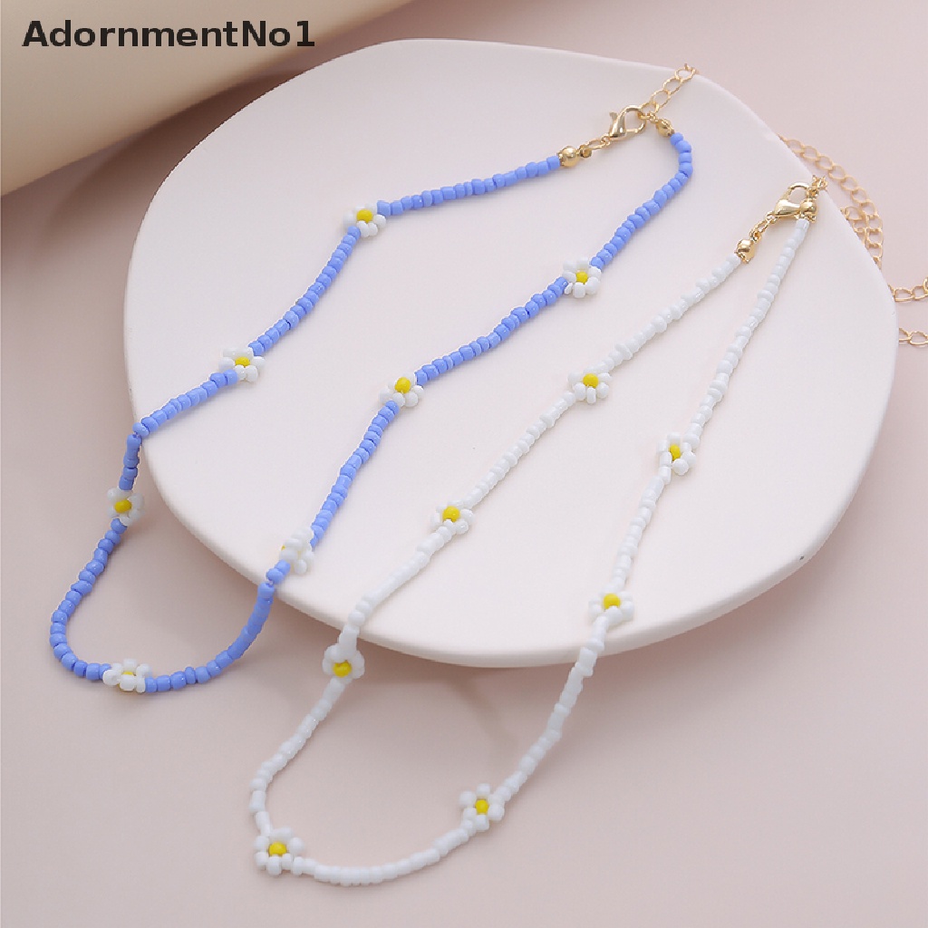 (AdornmentNo1) Kalung Choker Gaya Bohemia Motif Bunga Aksen Manik-Manik Untuk Perhiasan Wanita / Hadiah