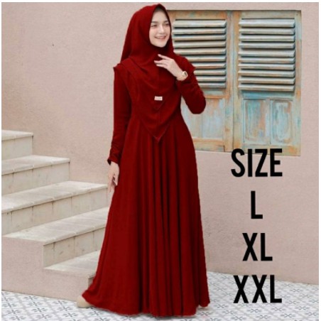 STOK LIMITED ABAYA ASHAFA FIT TO XL BAJU TERBARU ABAYA PUTIH GAMIS IBU SYARI ORI - Hitam