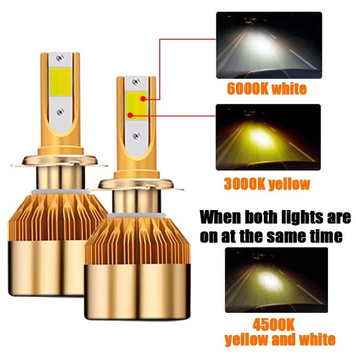 Lampu Led Mobil HB3 HB4 HIR2 H11 H8 H9  3 Warna 3000 4500 6500 K 2 Pcs Sepasang