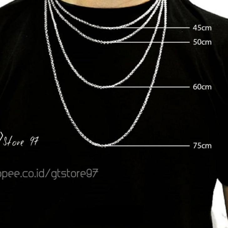 [SQRQO3643] Kalung Titanium Pria Bulat Silver Perak Emas Kalung Titanium Anti Karat Asli Wanita Kalu