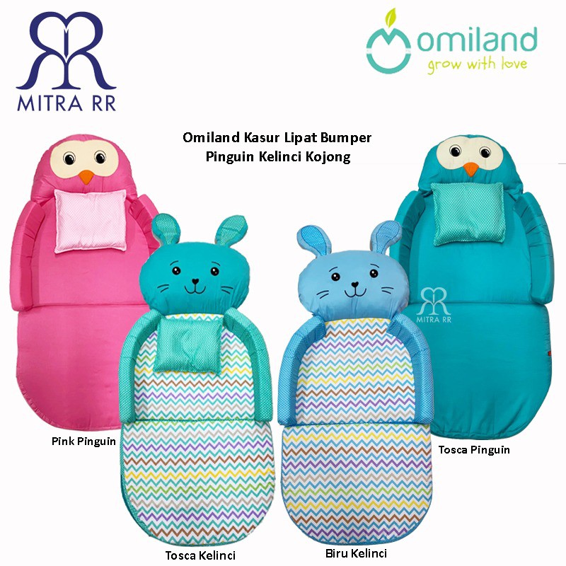 Omiland Kasur Bayi Lipat Oval Bumper Penguin Kelinci + Kelambu ORK 2104 / 2105