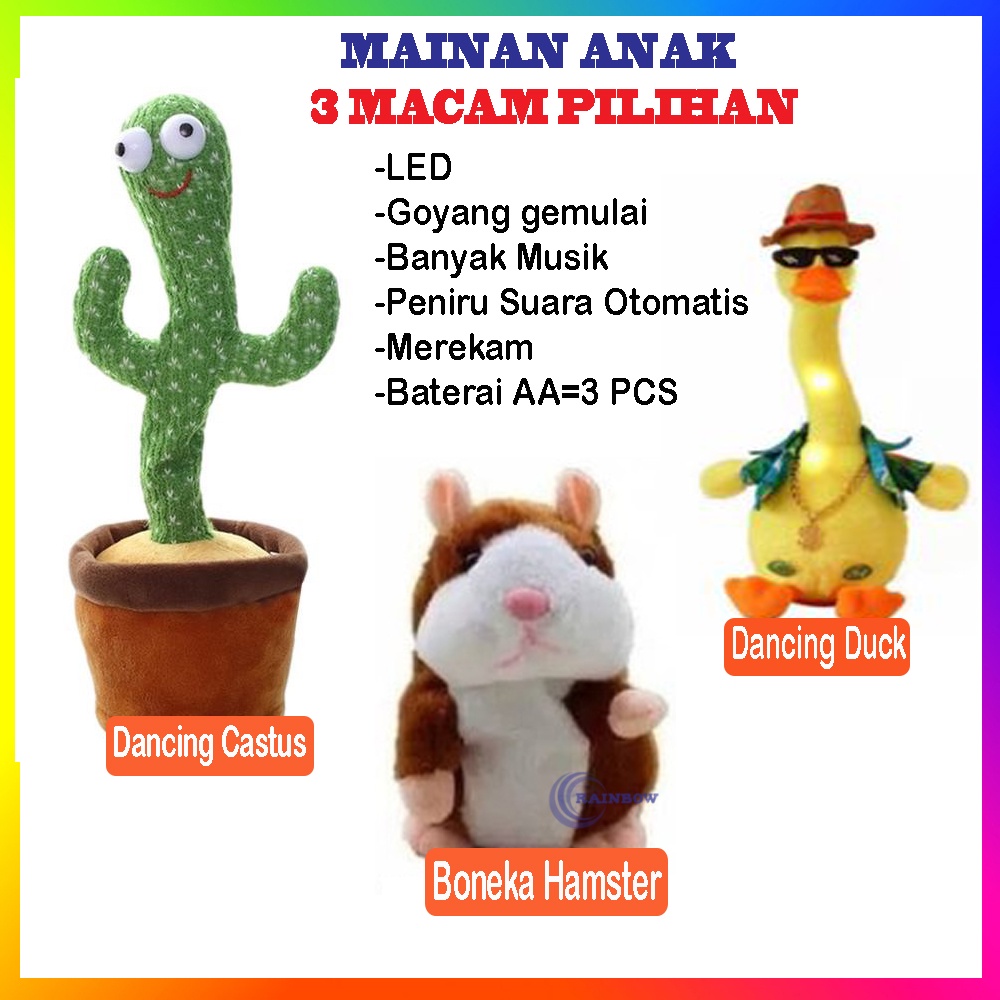 Talking Hamster Toys Mainan Anak Bisa Bicara  Boneka Peniru Suara Mainan Bayi mainan dancing kaktus 