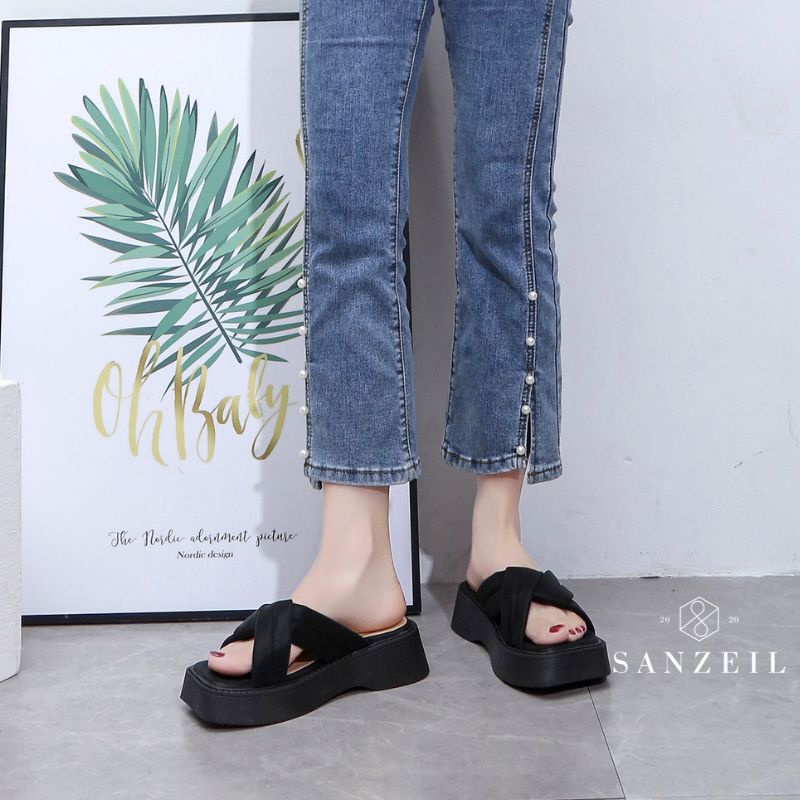 DDXX0079 Wedges Sandal Wanita Fashion Import CAMILLE Slip On Ready Jakarta Bisa COD (WIth Box)