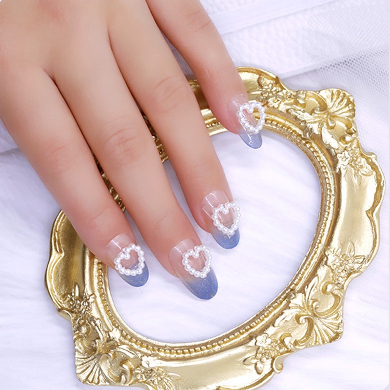 10pcs / Set Charms / Charms / Berlian Imitasi Bentuk Hati Hollow Untuk Dekorasi Nail Art 3D DIY