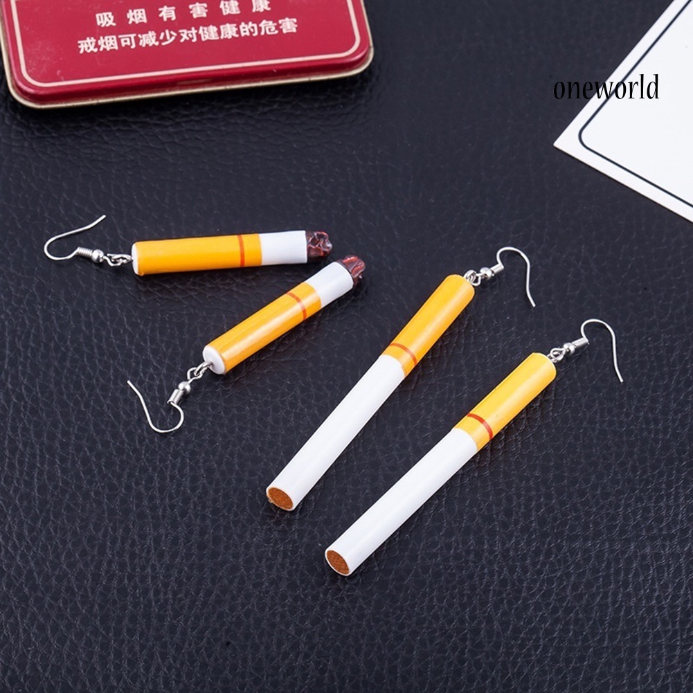 OW@ Funny Women Cigarette Butts Pendant Hook Dangle Earrings Party Jewelry Gift