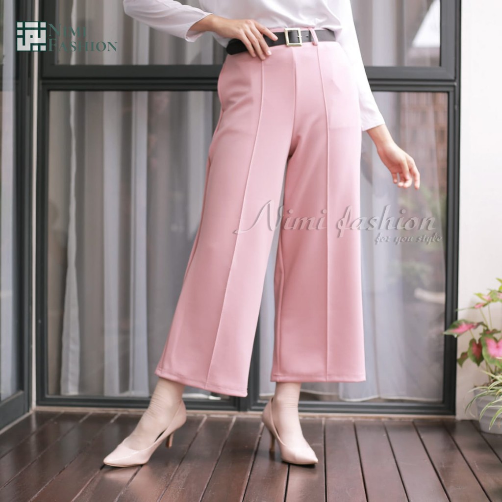 Celana Kulot Scuba Import / Bawahan Wanita Celana Kulot Office Pants Import / Wide Leg Scuba Pants