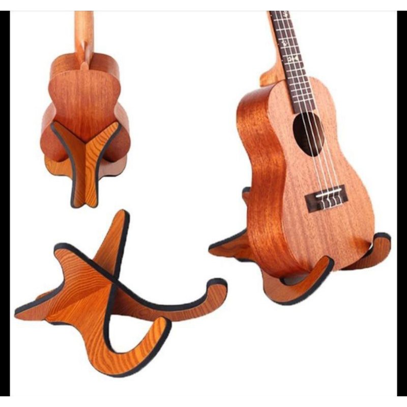 Stand Ukulele Holder ukulele kayu Ukulele Stand Mandonlin Stand coklat kayu