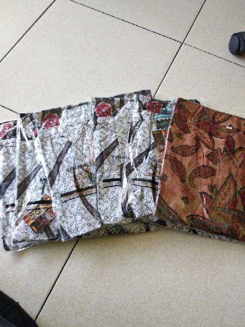 Bos Batik Hrb 026 Kenongo Kemeja Tosca Pendek Pekalongan Padi M L Xl Sogan Tulis Halus Kemeja Batik.