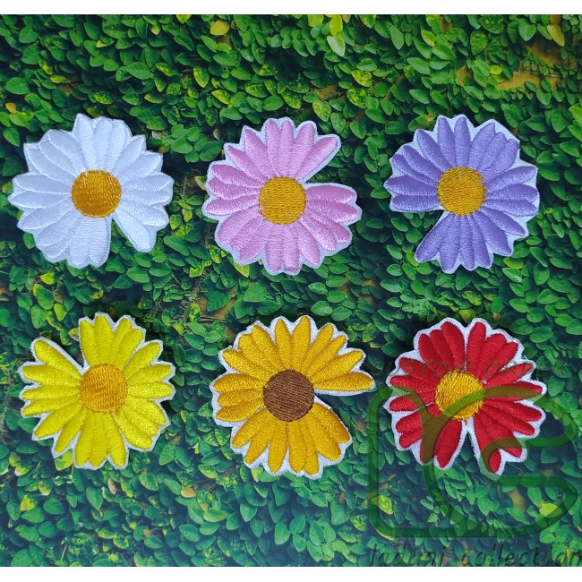 Patch Bordir Bunga Daisy Warna-Warni