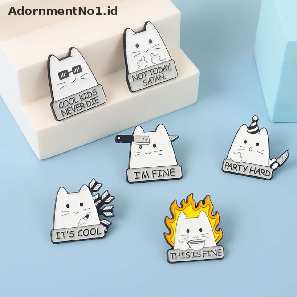 (AdornmentNo1) 1pc Bros Pin Enamel Desain Kartun Kucing Untuk Unisex (ID)