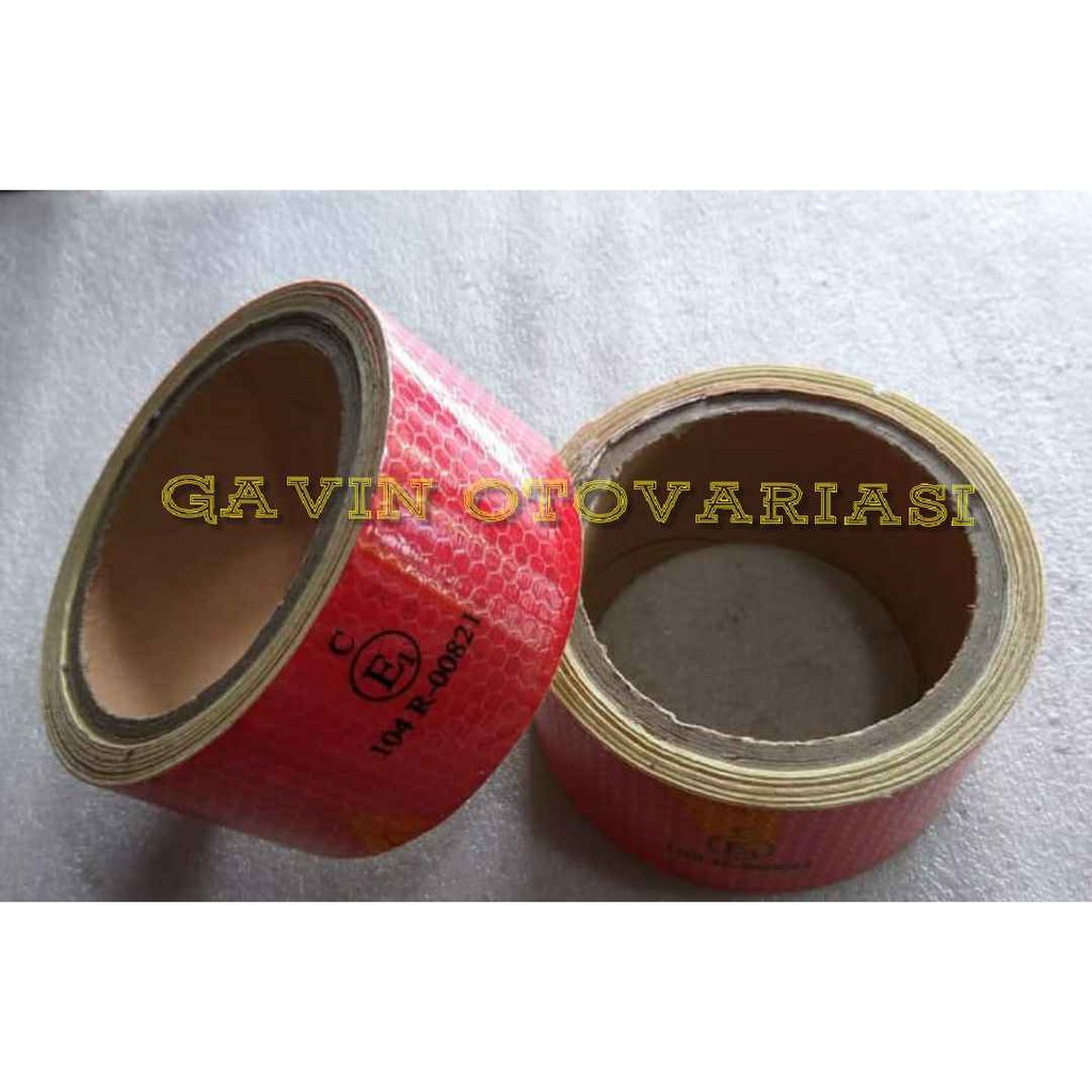 Sticker scotlite merah untuk mobil box dll Lebar 5 cm panjang 5 meter