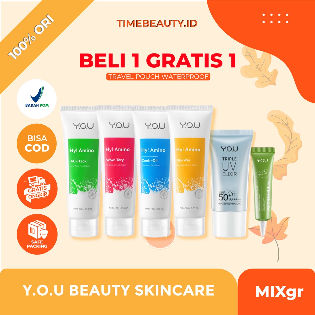 YOU Hy! AMINO FACIAL WASH | Oil Control, Hydrating, Brightening, Anti Acne, Sabun Cuci Muka hy amino YOU BEAUTY SKINCARE SUNSCREEN ACNEPLUS TRIPLE ACTION SPOT CARE FACE WASH ( YOU MAKEUPS OFFICIAL STORE )