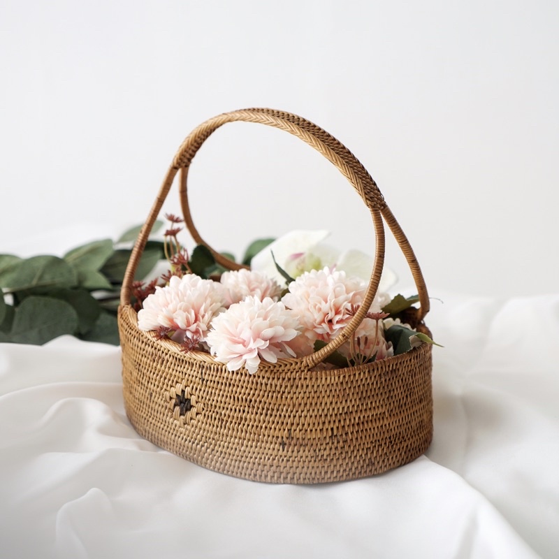 Jual FLORA - Keranjang Anyaman Rotan Bali | Rattan Picnic Basket ...