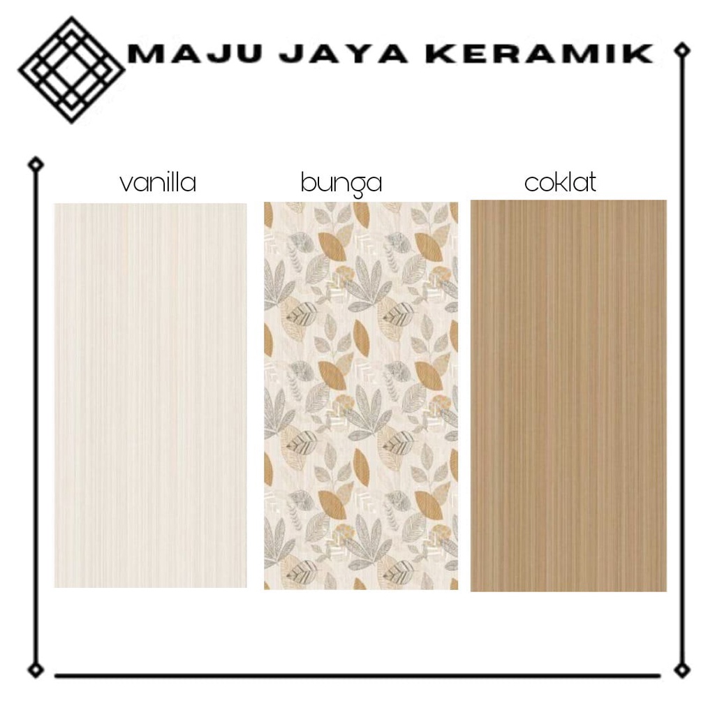 KERAMIK DINDING GLOSSY 30X60 PUTIH BUNGA COKLAT | KERAMIK KAMAR MANDI 30X60 | ROMAN