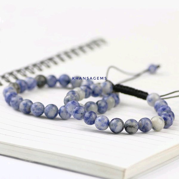 Gelang Batu Natural Giok Anabel Sodalite  Tali Shambala