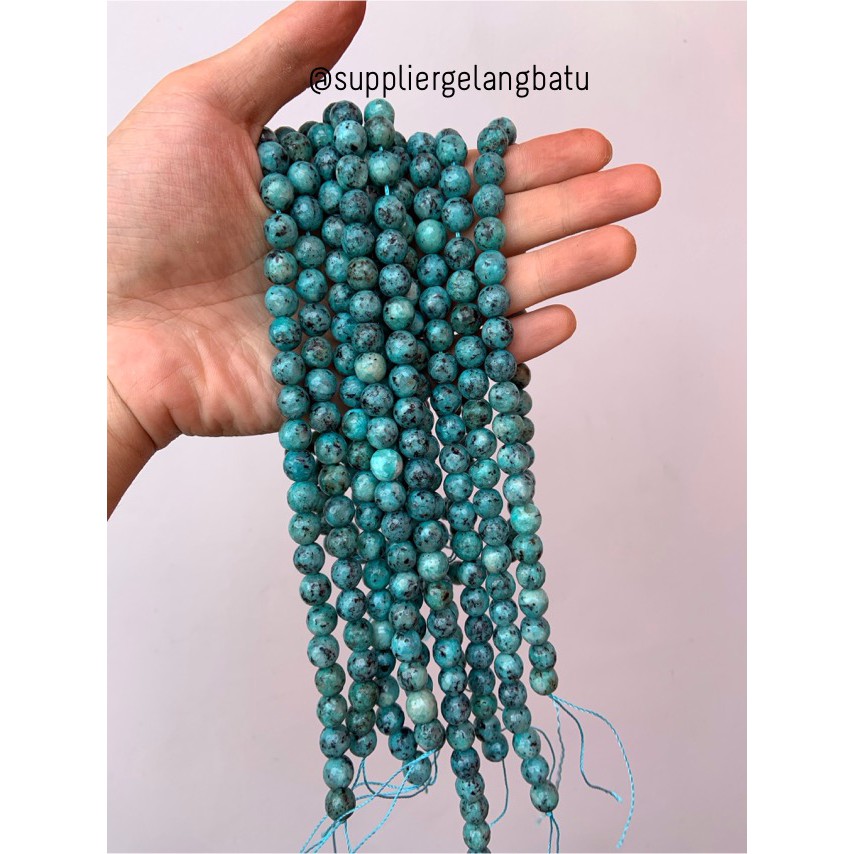 semi stone 10mm white blue chrysocolla bahan rangkai aksesoris lucu