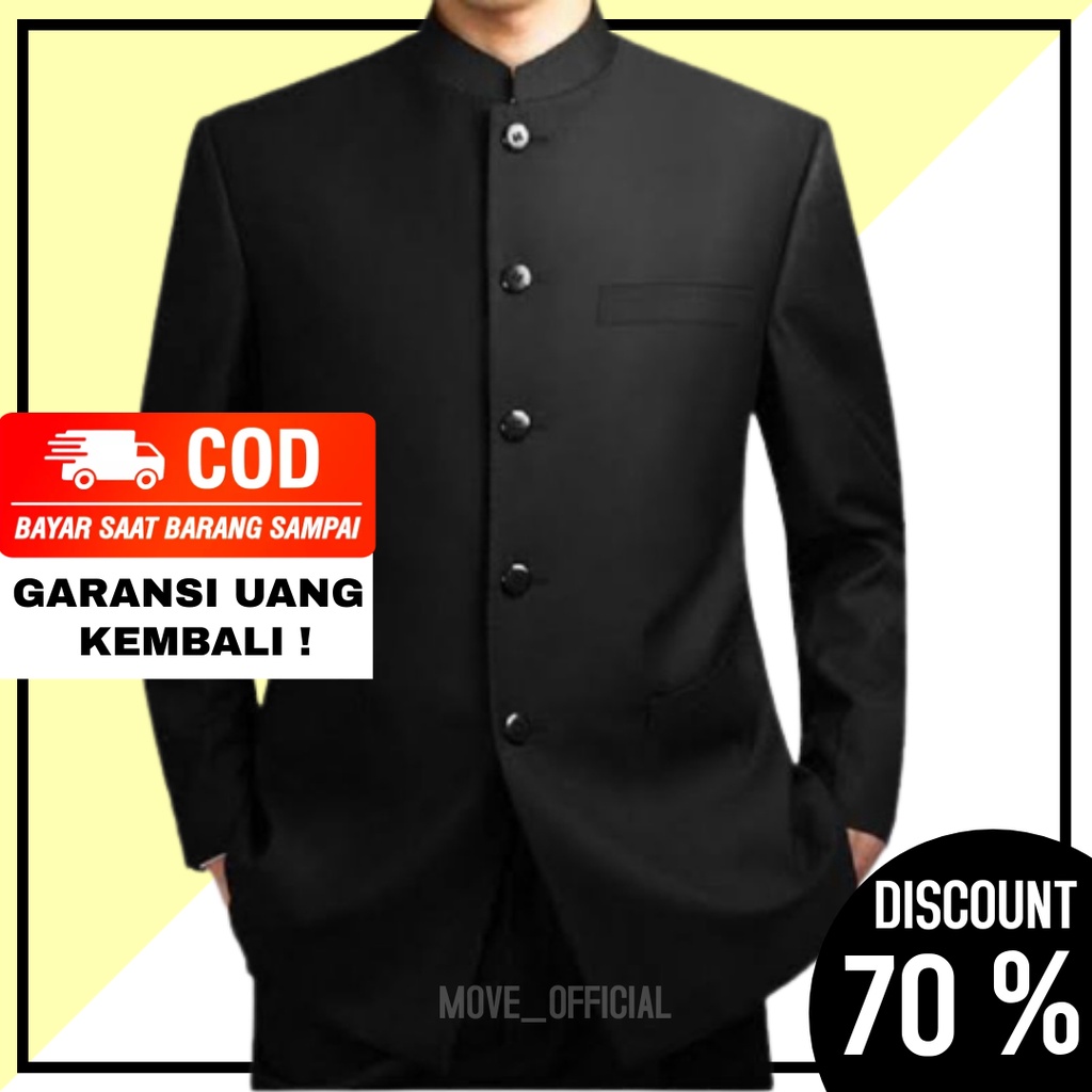 JAS MANDARIN SLIMFIT JAS MANDARIN CASUAL HITAM JAS PRIA JAS PRIA 01