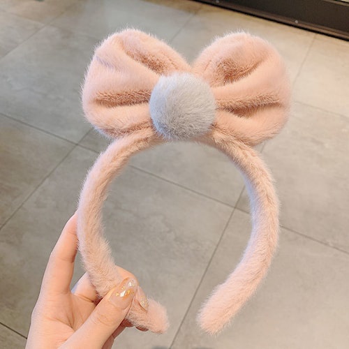 Bando Wanita Desain Pita Bahan Plush Lembut Untuk Cuci Muka BND K70