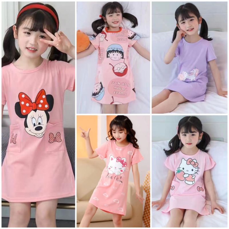 DASTER ANAK IMPORT |BAJU TIDUR ANAK KATUN/DASTER IMPORT ANAK USIA 3-12TAHUN