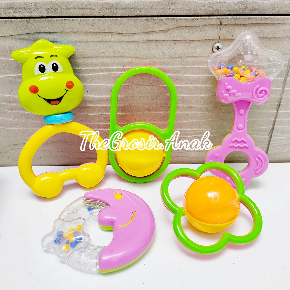 Baby Playset Rattles Mainan Kerincingan Bayi Bentuk Binatang Bulan Jerapah