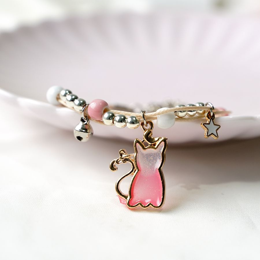 [Big Sale]1 Pcs Gelang Wanita Korea Gelang Couple Sahabat Manik Tali  Braided Bracelet/Friendship Adjustable Fashion Aksesoris-Miaomi-Pink