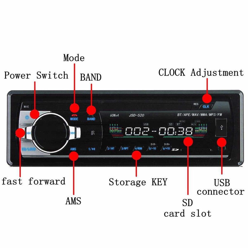 Tape Audio Mobil Truck dan Bus auto voltage 12 volt 24 Volt single DIN Bluetooth USB MP3 FM Radio