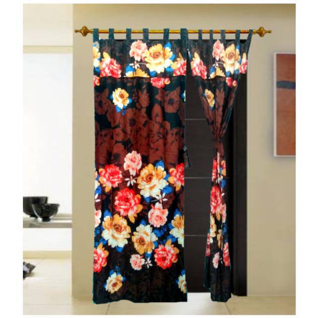 Gorden/Hordeng Pintu-Jendela Rumbai Motif Bunga