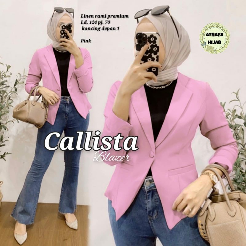 Blazer Wanita Jumbo Terbaru  Callista Blazer Linen Rami Ld 124 Blazer Kantor Wanita Korean Style Ter