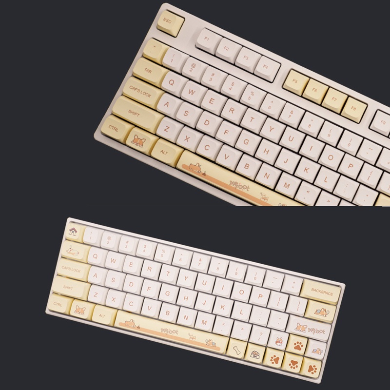 Btsg PBT Keycaps 138-kunci Lucu Tema Corgi Pewarna Sublimasi XDA Keycap Keyboard Mekanik Untuk Saklar Cherry MX